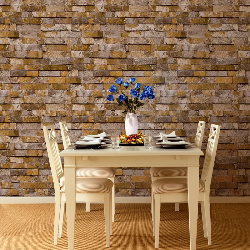 3D-relief Steampunk noodlijdende baksteenbehang veelkleurige 3D-effect kunst aan de muur voor eetkamer