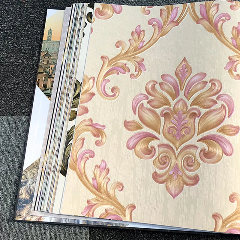 3D-reliëf, ongeplakt behang, antiek jacquard wanddecoratie pastelkleuren voor thuis voor vochtige ruimtes