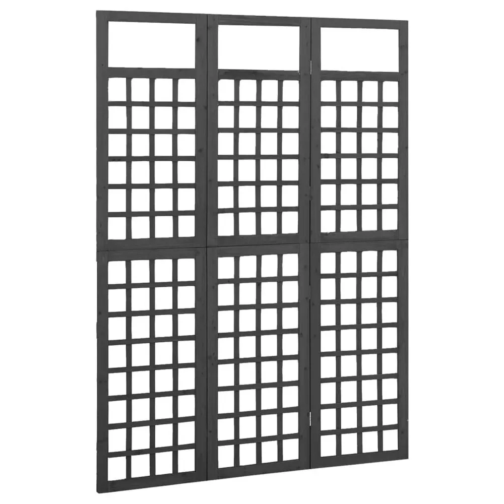 Kamerscherm/trellis met 3 panelen 121x180 cm vurenhout zwart