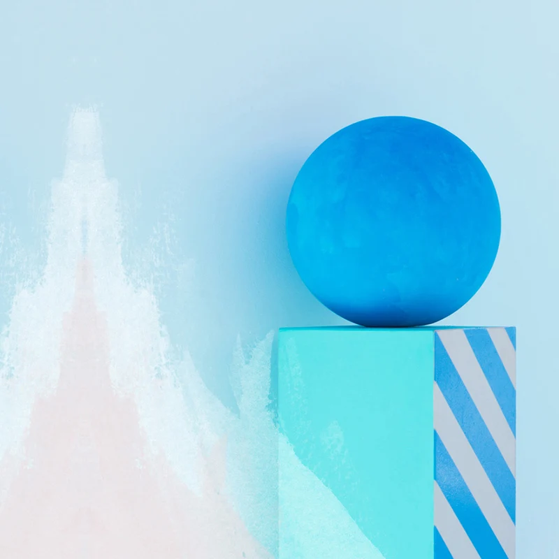 Strippable Creatief bol- en kubusvormig muurschilderingbehang Blauwe driedimensionale ruimtewandbekleding