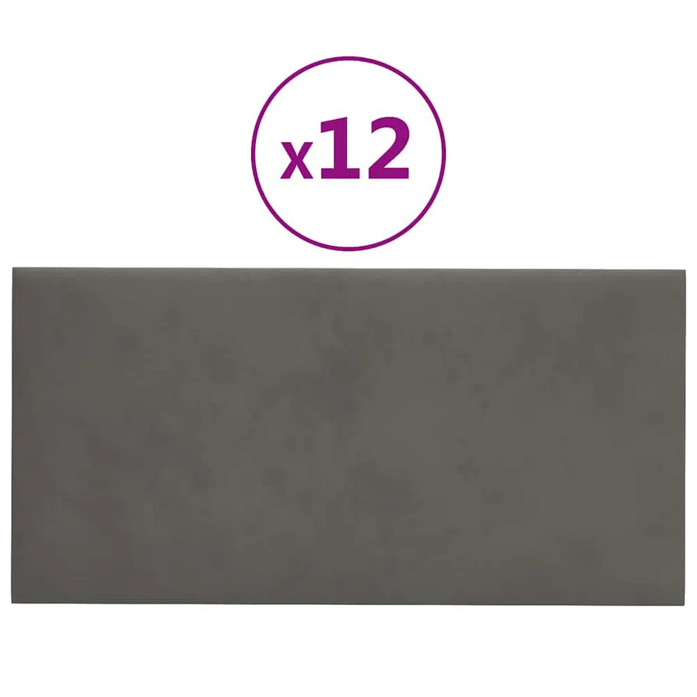 Wandpanelen 12 st 0,54 m² 30x15 cm fluweel donkergrijs