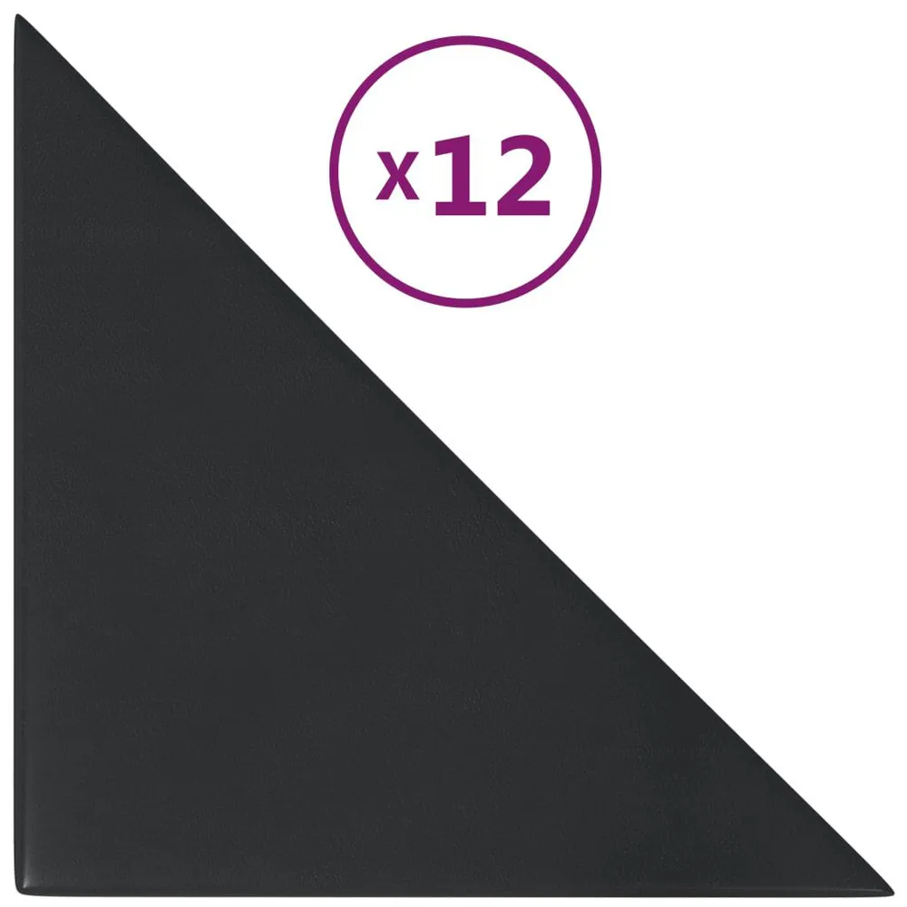 Wandpanelen 12 st 0,54 m² 30x30 cm kunstleer zwart