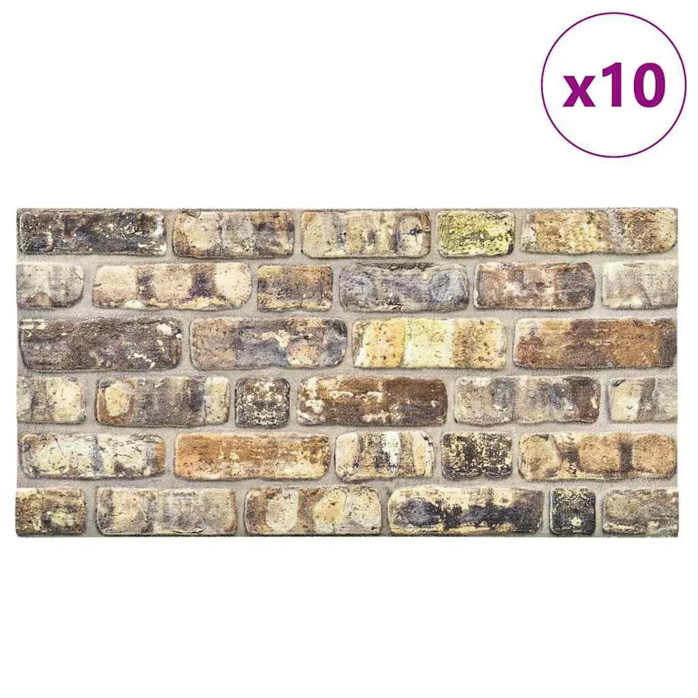 10 st Wandpanelen 3D meerkleurige baksteen EPS met kleefrand