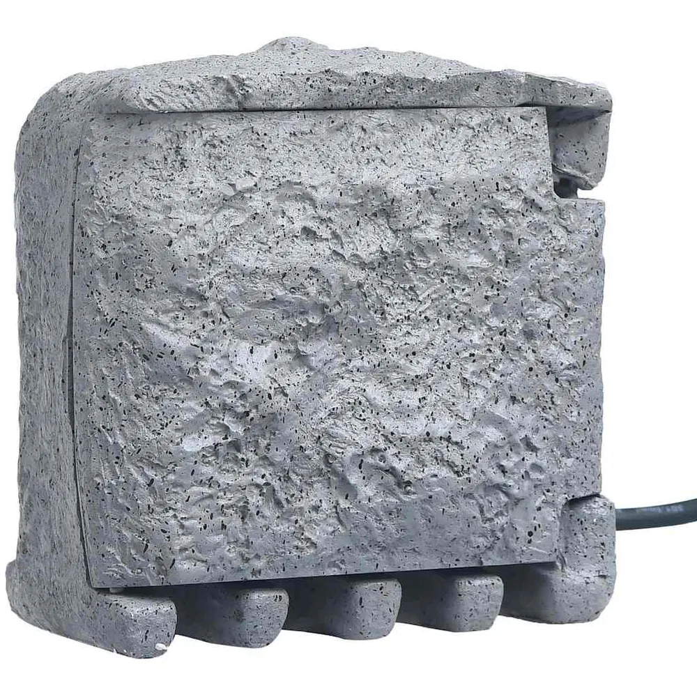 Tuinstopcontact 2 ingangen met timer polyresin grijs met 10 Jaar Fabrieksgarantie