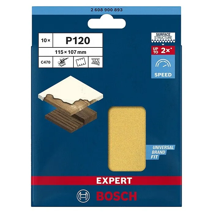 Bosch Expert Schuurbladen C470 - Korreling: 120, 115 x 107 mm, 10 st.