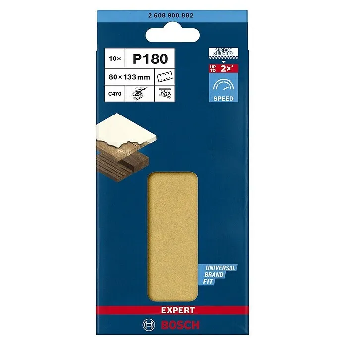 Bosch Expert Schuurbladen C470 - Korreling: 180, 80 x 133 mm, 10 st.