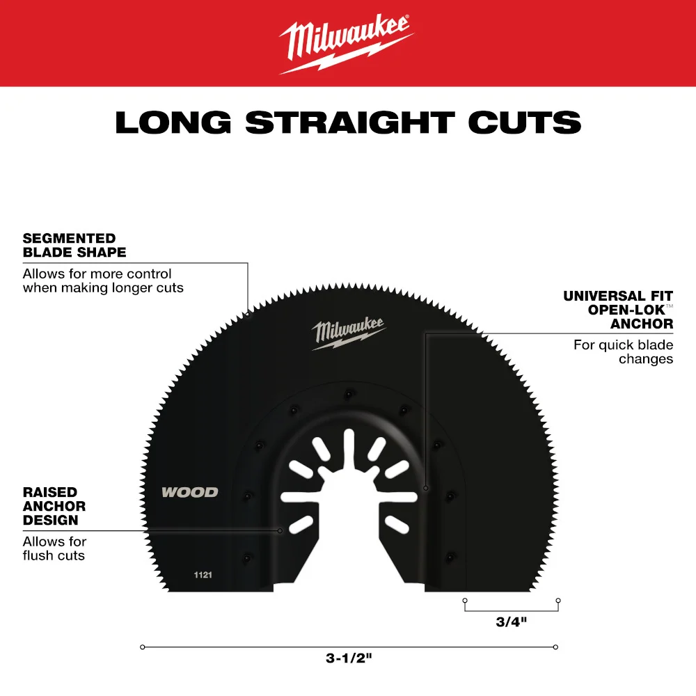 MILWAUKEE 3-1/2" Universal Fit OPEN-LOK™ High Carbonvezel Steel Wood Blade