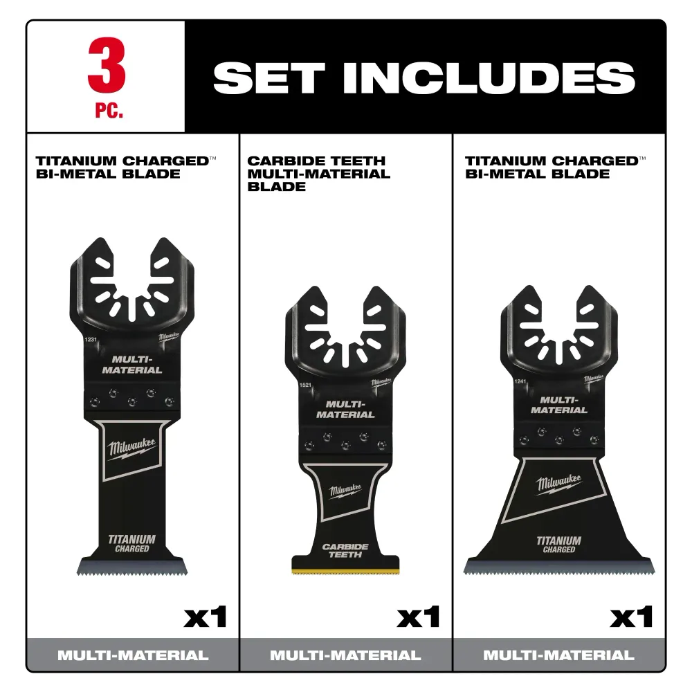 MILWAUKEE 3 PC. OPEN-LOK™ Multi-Material Multi-Tool Blade Variety Pack