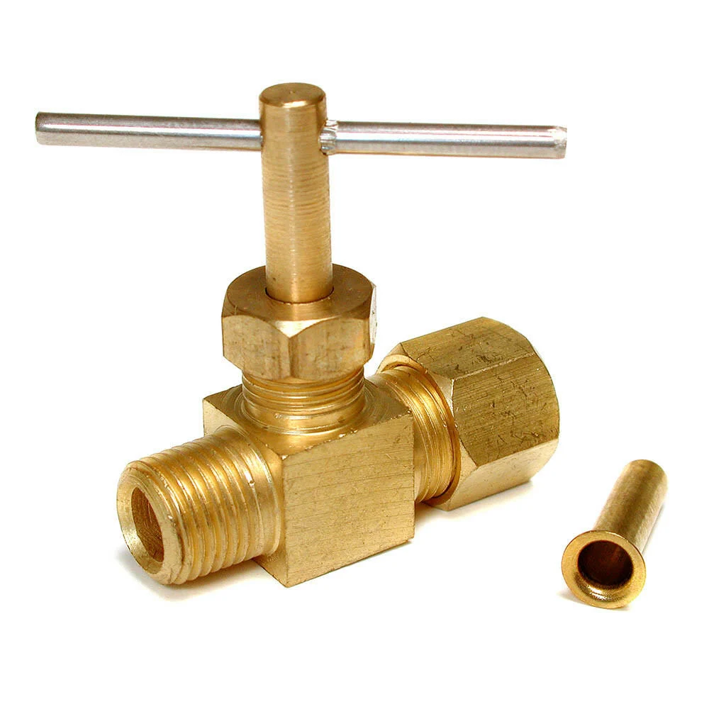 Dial ¼” cc x ⅛” MPT Straight Needle Valve Poly Adapter