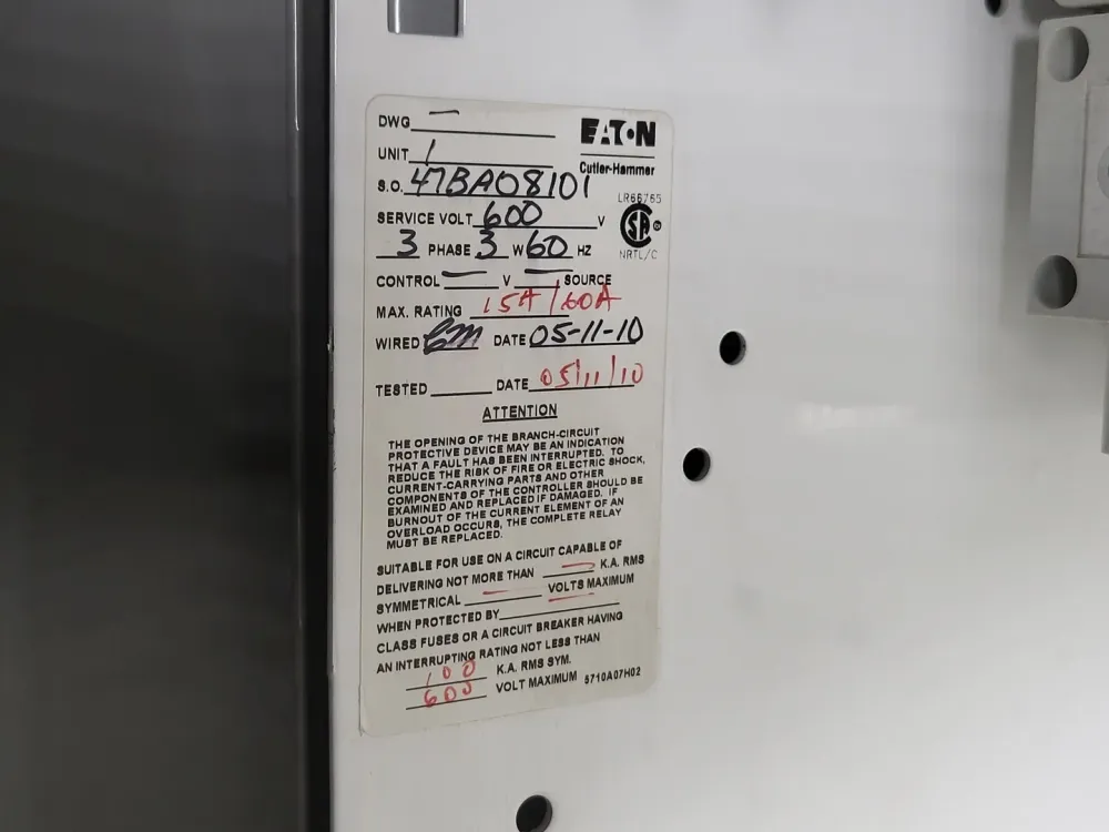 15/60A, 3 Pole, 600V, Disconnect Switch HFD3015,HFD3060 Freedom 2100 MCC Compatibel met RJ45