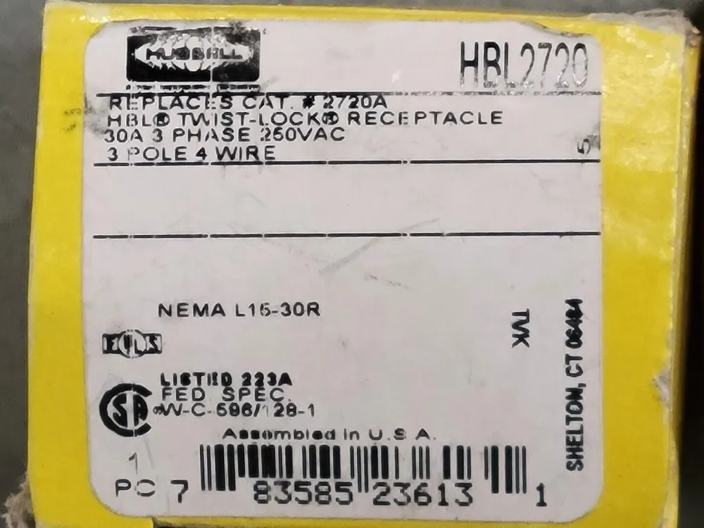 30A, 125/250V Twist-Lock Receptacle HBL2720