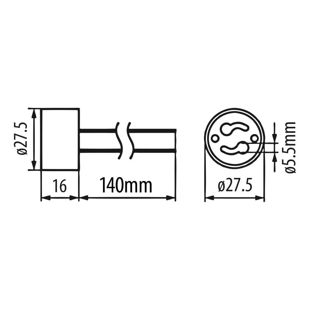 Aansluitbus, keramische fitting GU10 Maclean Energy MCE428 250V~, nominale stroom 2A, kabellengte 14cm Compatibel met RJ45