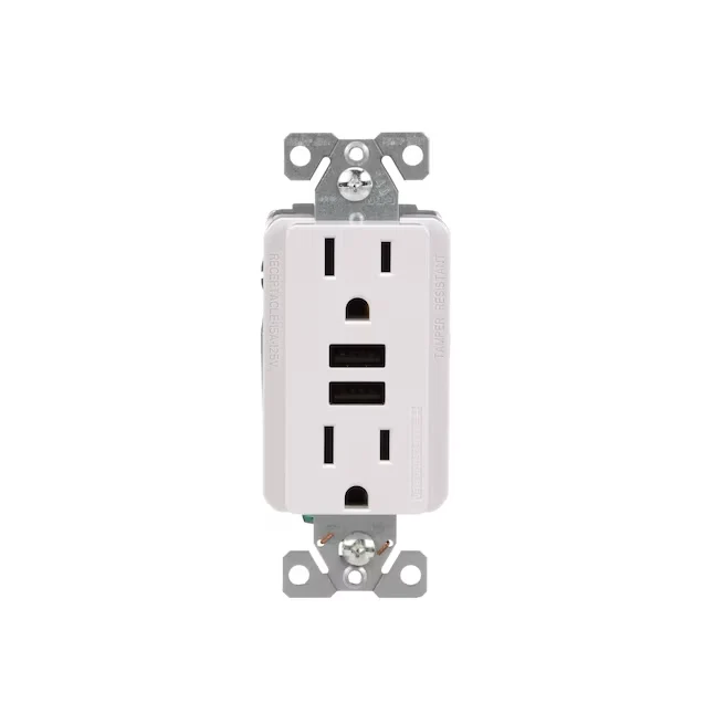 Eaton 15-Amp 125-volt Tamper Resistant Residential/Commercial Decorator USB Outlet Dual Type , Melkwit