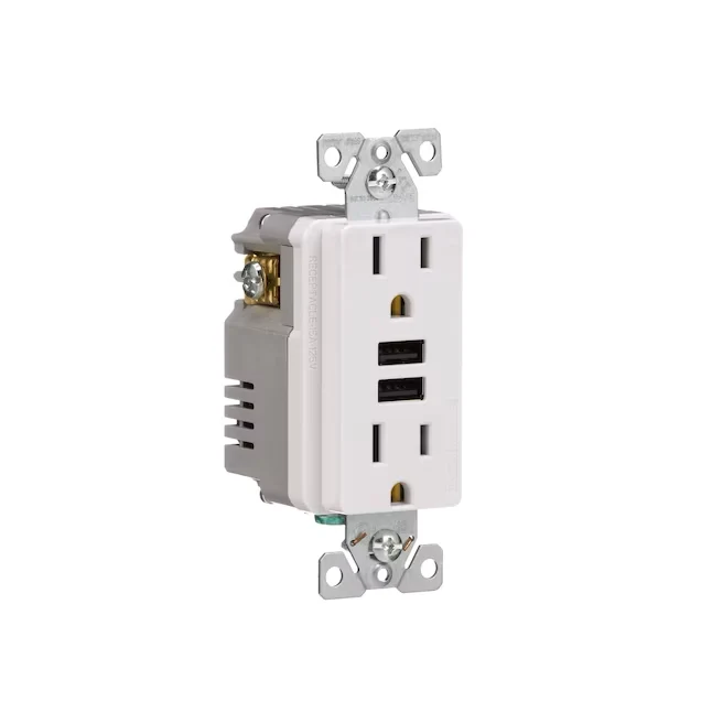 Eaton 15-Amp 125-volt Tamper Resistant Residential/Commercial Decorator USB Outlet Dual Type , Melkwit
