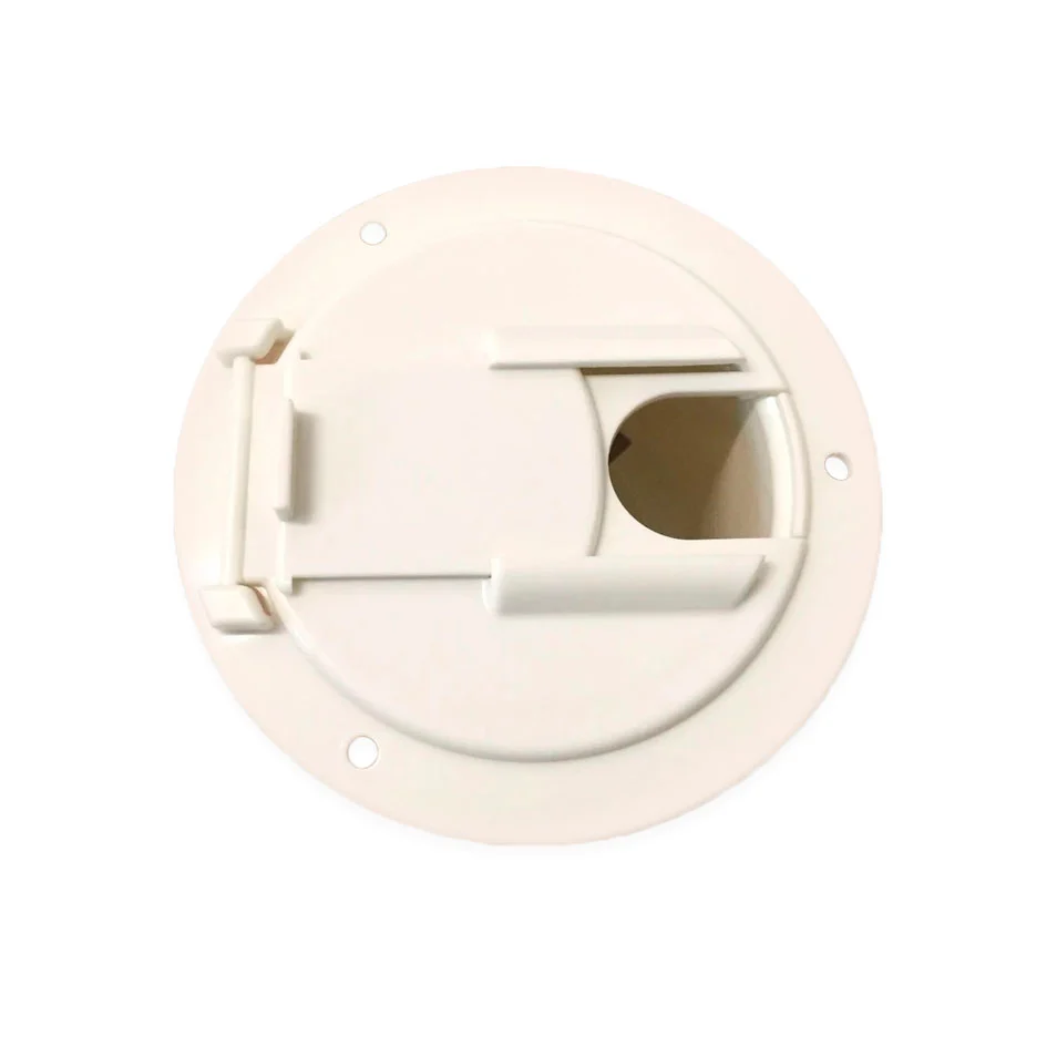 WHITE Electric Power Cord Medium Round Cable Hatch 3.5" Cutout RV Trailer