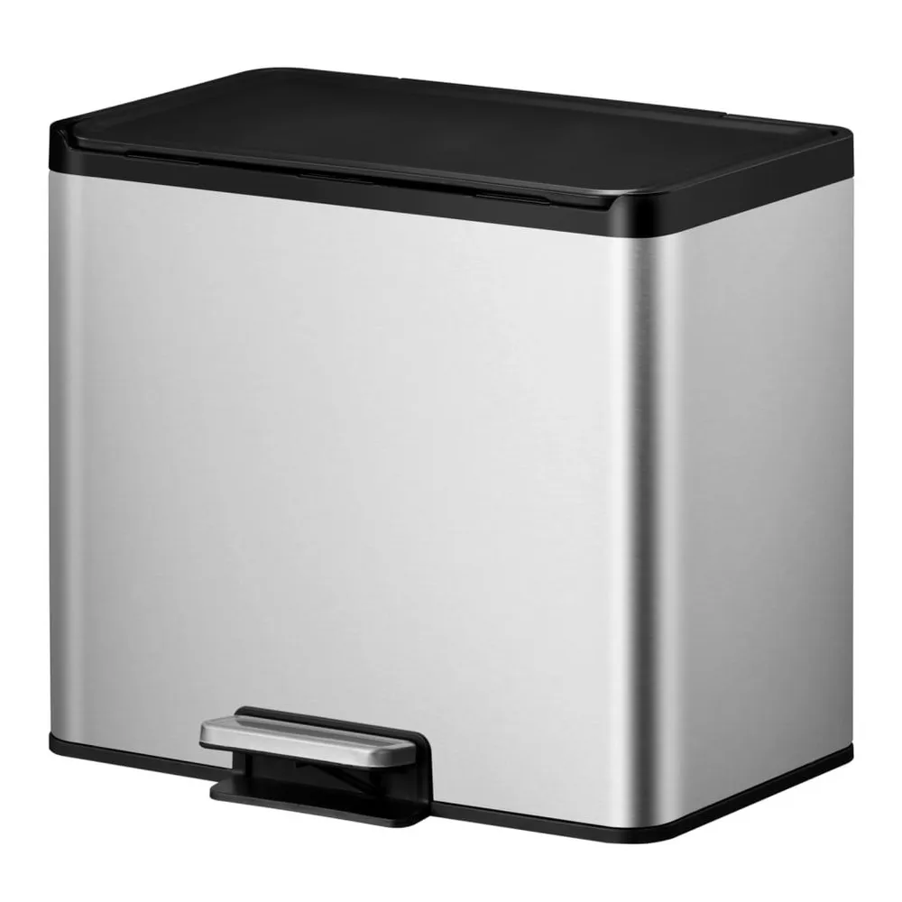 EKO Pedaalemmer Essential 2x15 L matzilverkleurig Geluidsarm