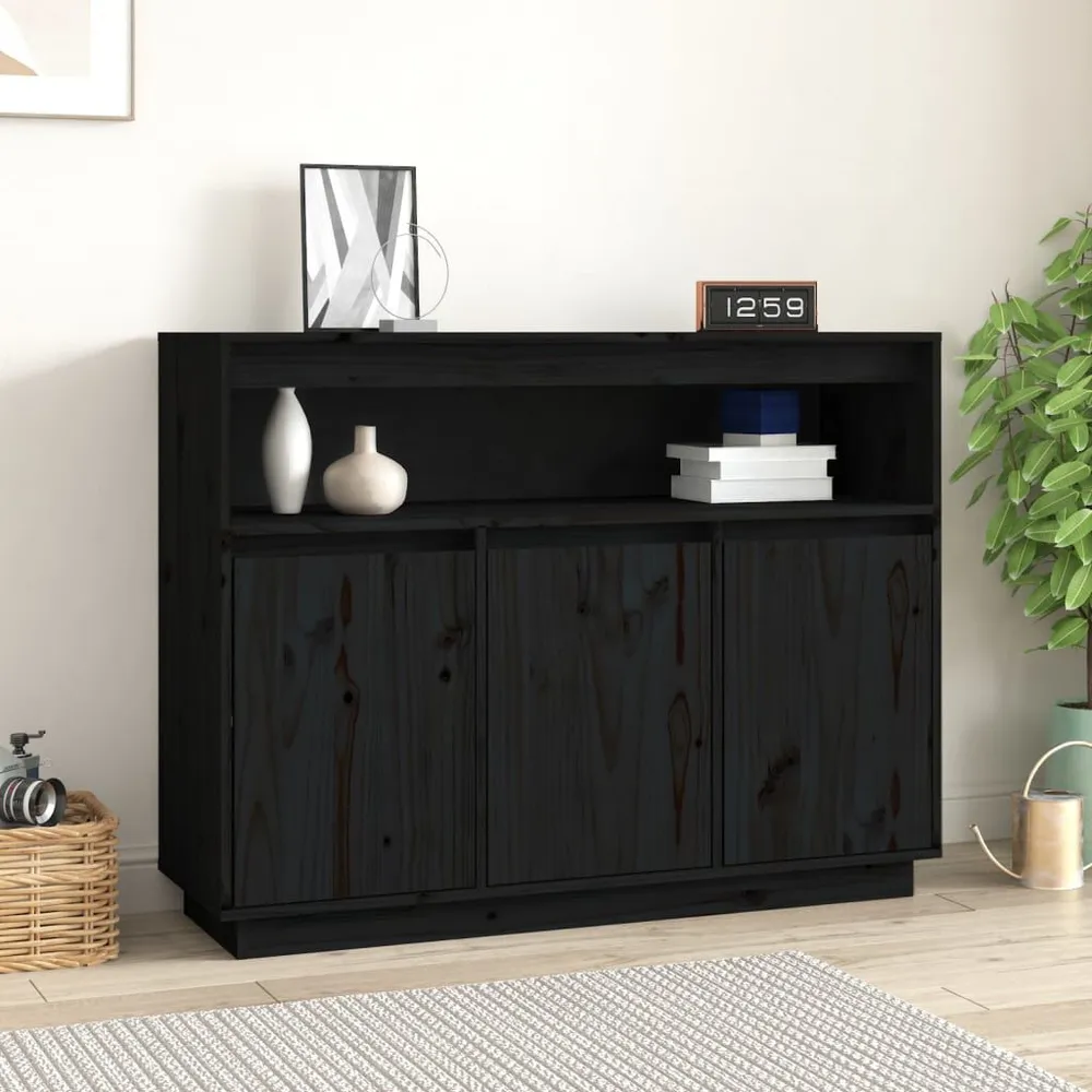 Dressoir 104,5x34x80 cm massief grenenhout zwart
