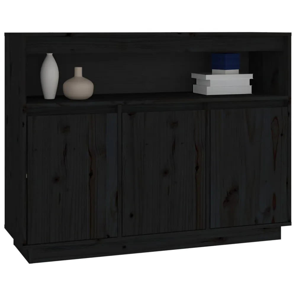 Dressoir 104,5x34x80 cm massief grenenhout zwart