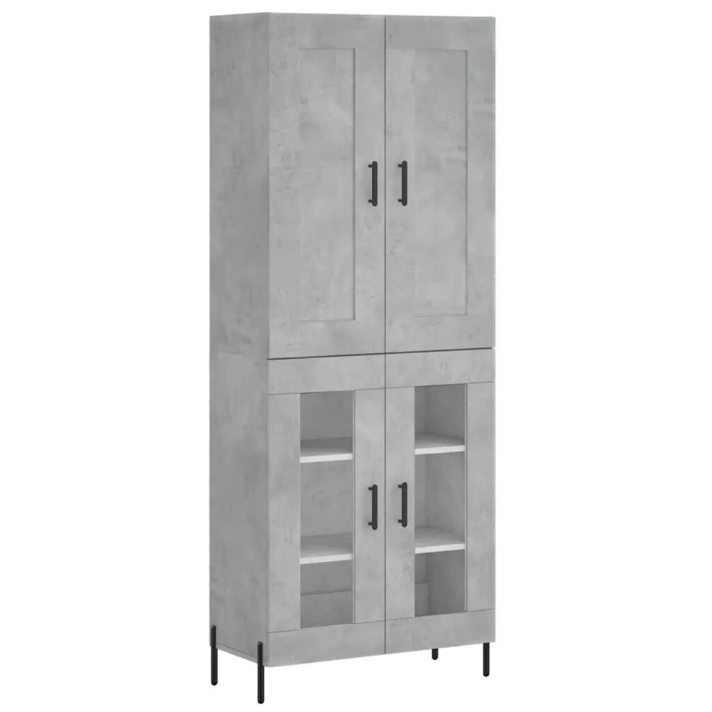 Hoge kast 69,5x34x180 cm bewerkt hout betongrijs