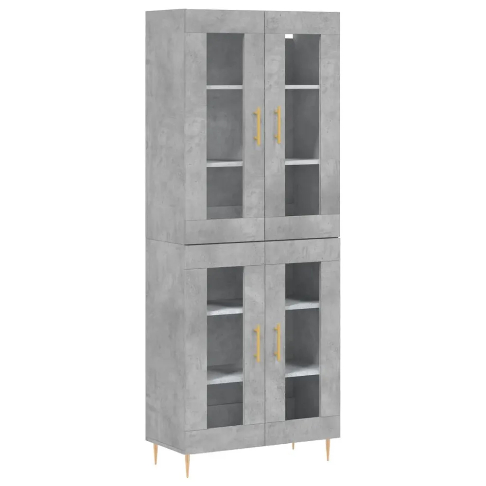 Hoge kast 69,5x34x180 cm bewerkt hout betongrijs