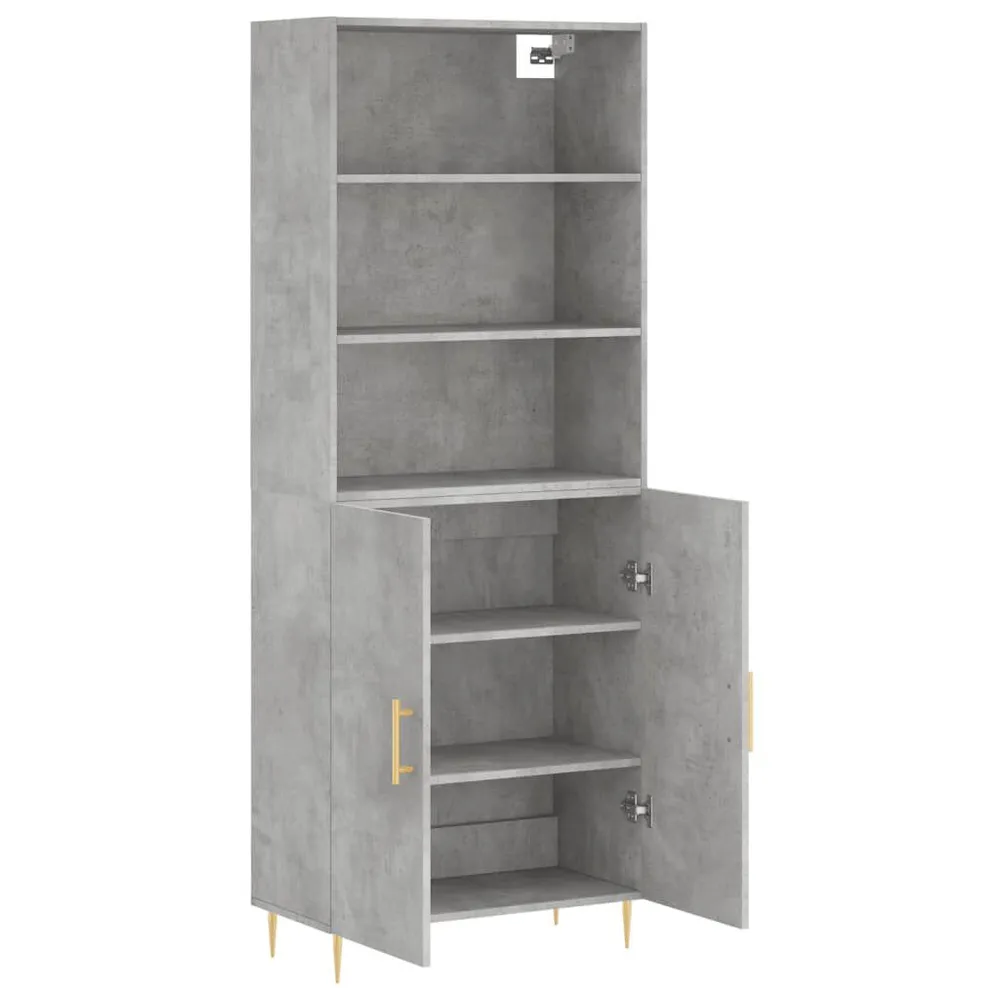 Hoge kast 69,5x34x180 cm bewerkt hout betongrijs