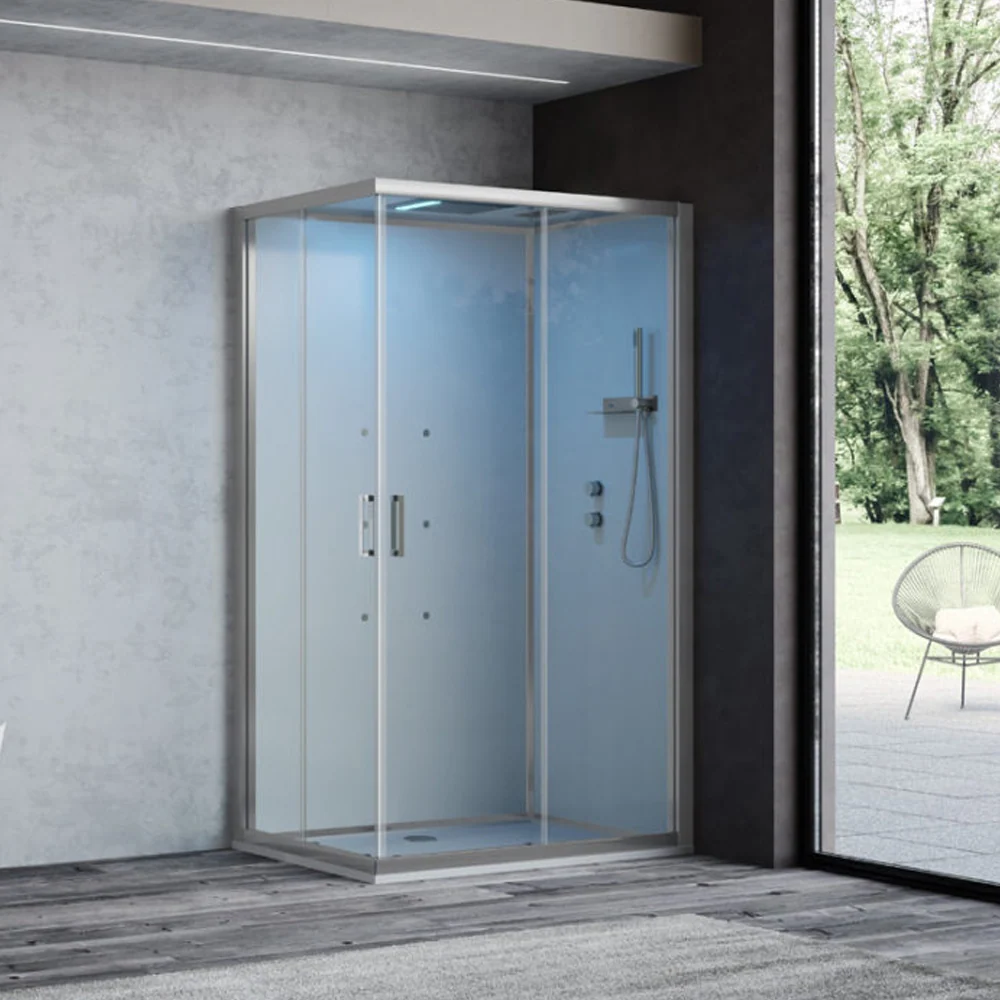 Ercole Plus multifunction shower cabin 120x80 cm dorsal hydrojets Bluetooth and Chromotherapy - Right Version