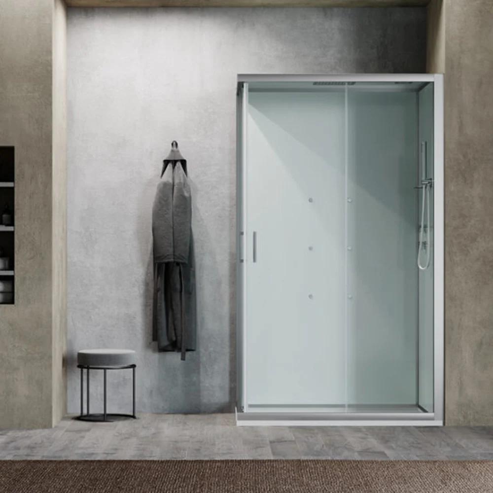 Ercole Plus multifunction shower cabin 120x80 cm dorsal hydrojets Bluetooth and Chromotherapy - Right Version