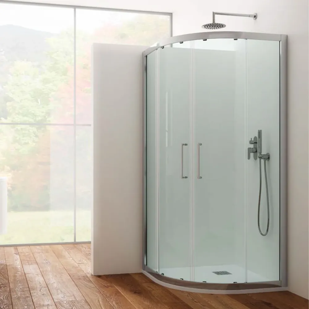 Asymmetric circular shower enclosure 70x90 sliding opening transparent glazen 6 mm