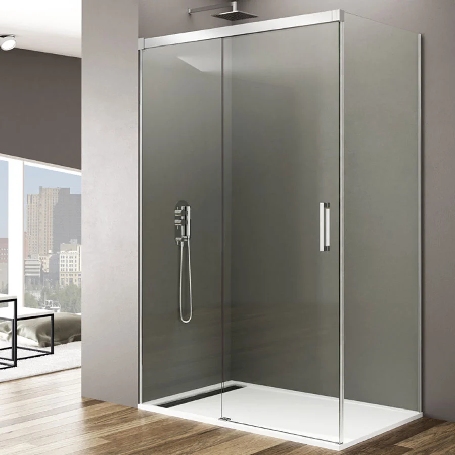 100 cm niche shower enclosure helder tempered glass 6 mm anti-limescale treatment