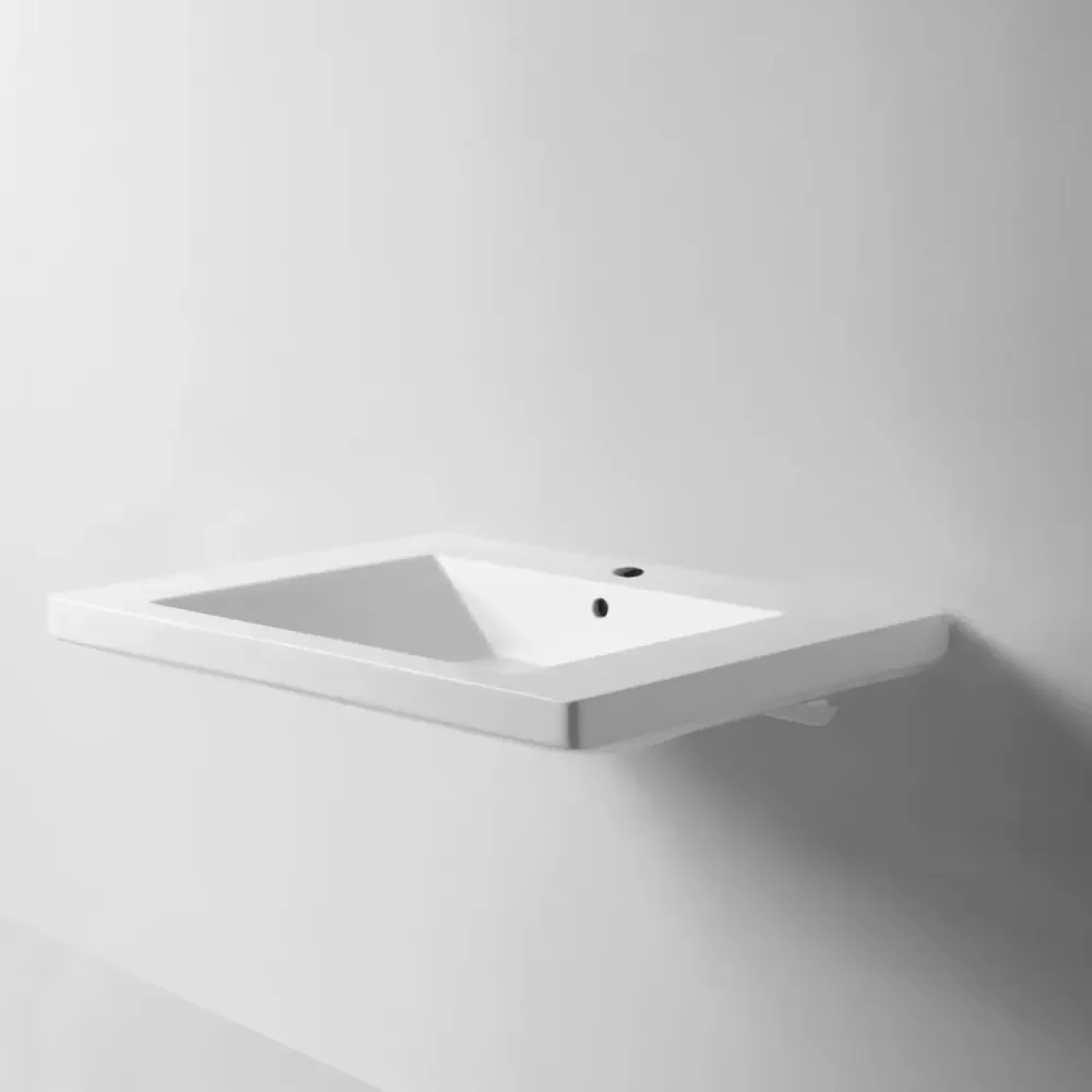 Aan de wand sink disabled Azzurra Thin 70x57 cm front opening and fixed brackets Glossy white