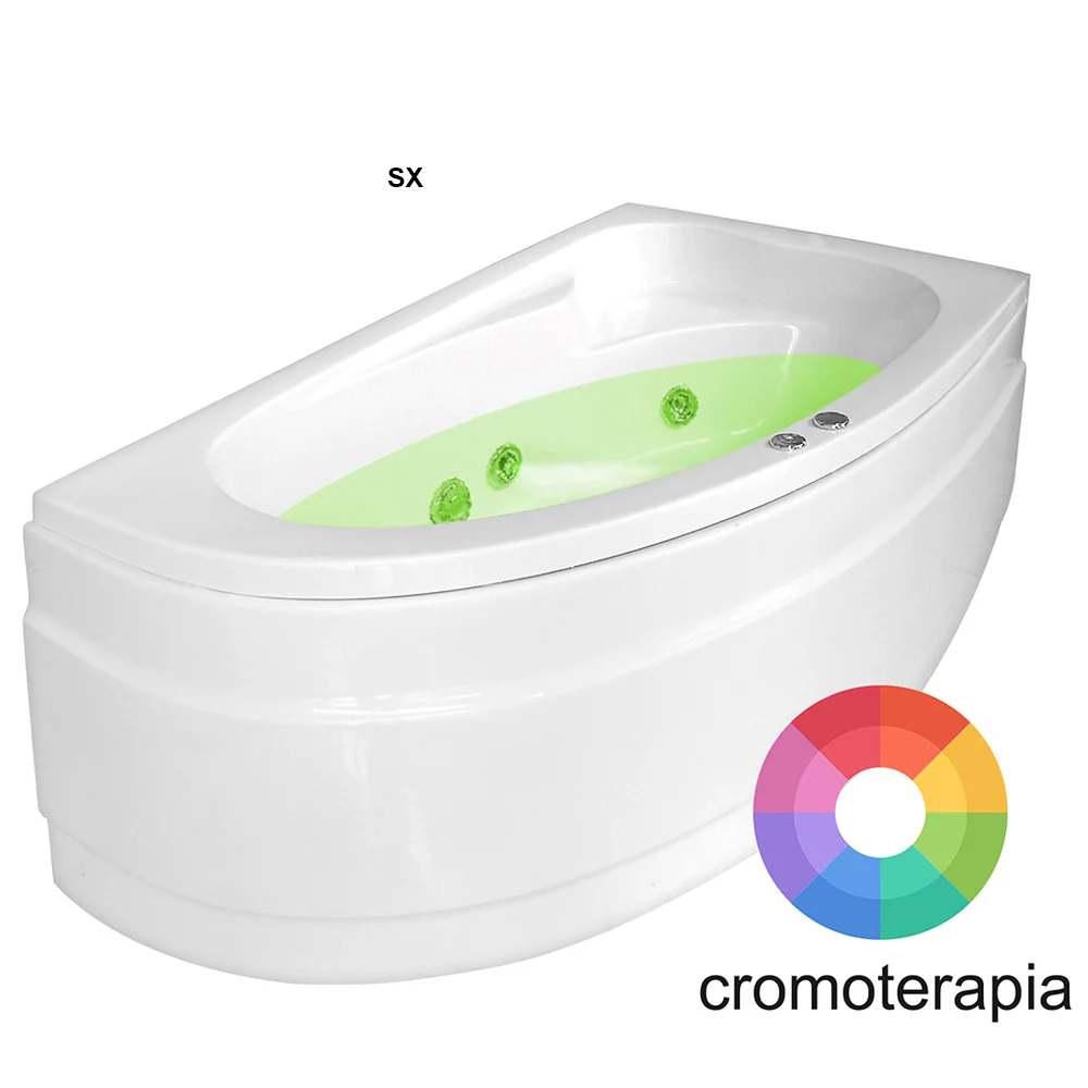 Asymmetric hydromassage bathtub Fatima chromotherapy cm 160x90 - Left version