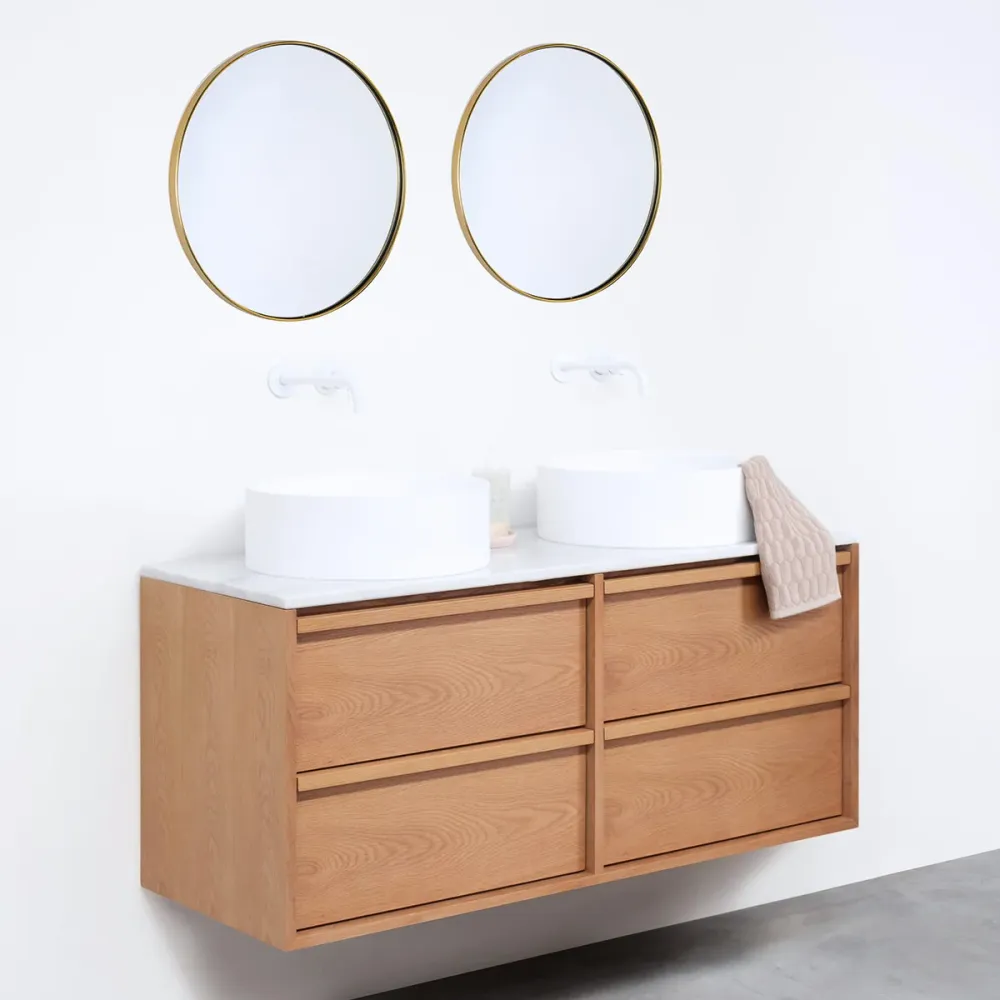 Badkamerkast Eik Fien - 120 cm - Sims waskommen - Marmeren bovenplaat