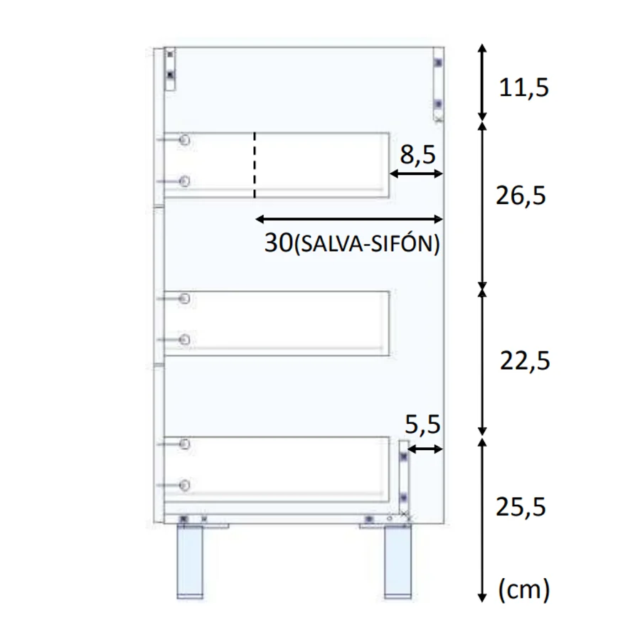Bathroom cabinet Line complete sink and mirror Alaska Eiken color 80 cm