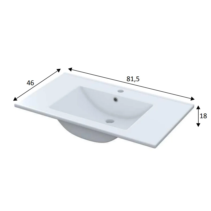 Bathroom cabinet Line complete sink and mirror Alaska Eiken color 80 cm