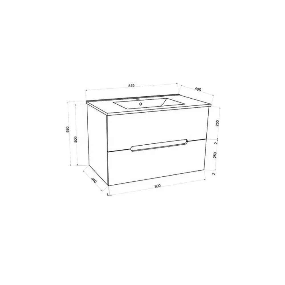 Bathroom cabinet sink and mirror Cubi&Co Fluid 2 - Smoke Oak/Pastel Matte Blauw