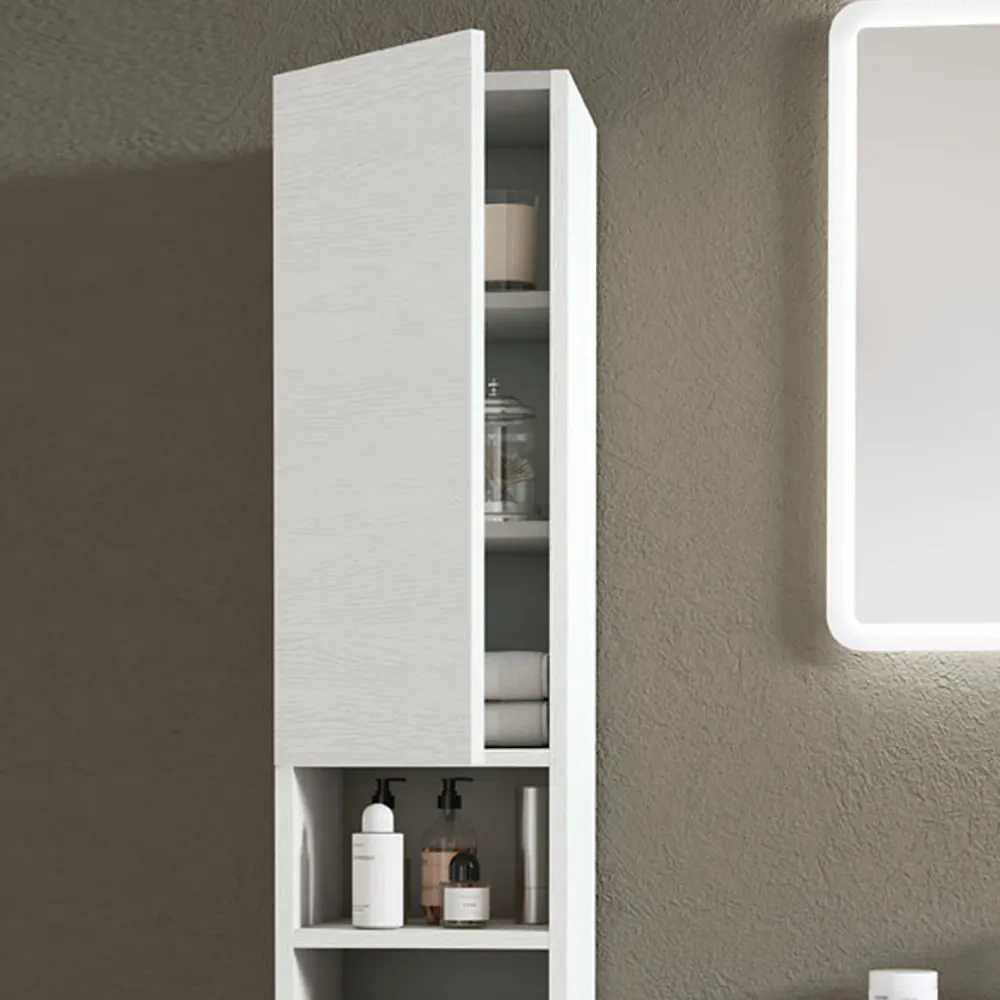 Bathroom composition sink, backlit mirror, and column model KoraXL02 90 cm Parelmoer Ash