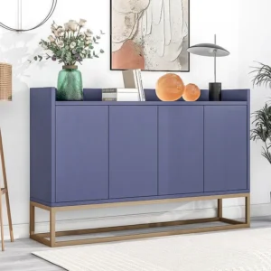 Buffet moderne 120 x 30 x 80 cm - Buffet style minimaliste avec 4 portes pour salle à manger, salon, cuisine - bleu marine