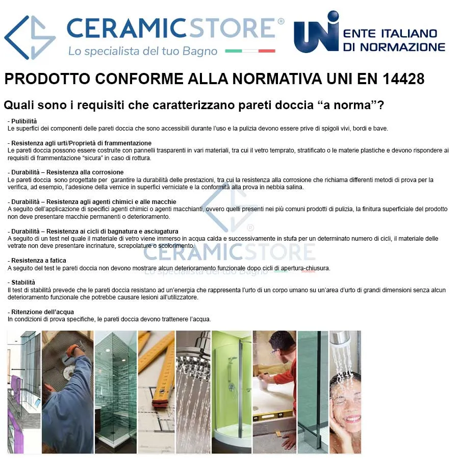 Corner shower enclosure 80x90 fixed side and sliding door 6 mm crystal and bright chroom profile Left version