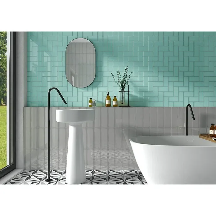 Decocer Cinca Wandtegel Metro lak tiffany - 10 x 30 cm, Glanzend