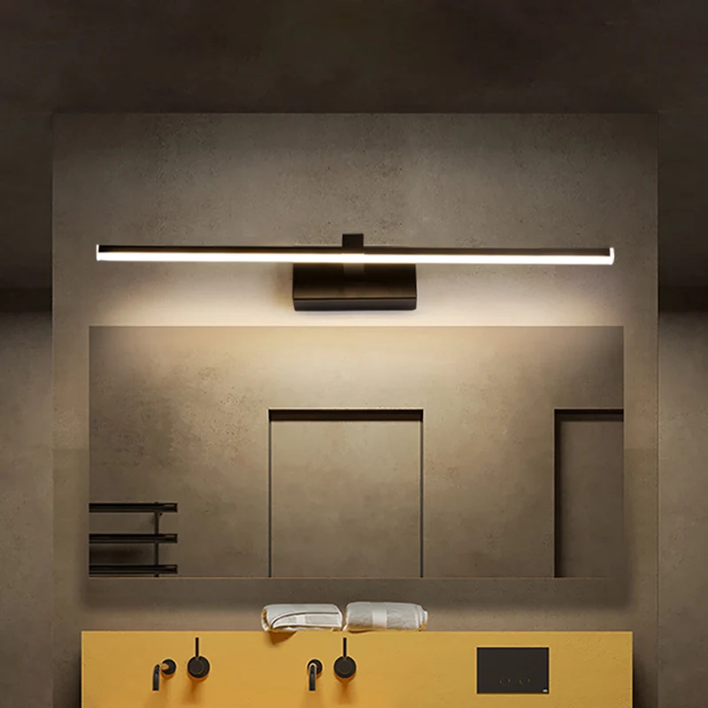 Doucheruimte LED-ijdelheidslamp Eenvoudige zwarte wandkandelaar met rechte metalen kap warm/wit helder