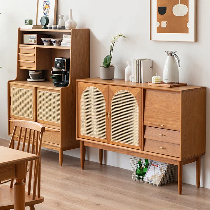 Drawer Pine Wood Sideboard Hedendaags Adjustable Shelving Credenza Living Room 51l