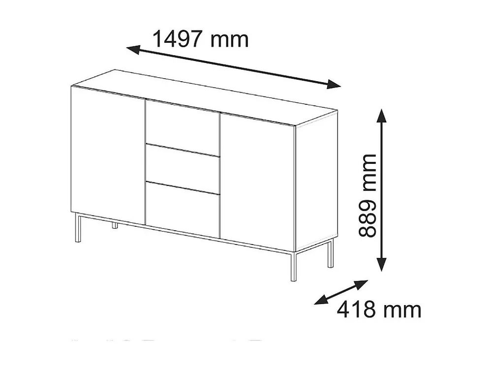 Dressoir RAVENNA B SB150 2D3D 150x42x89 Wit