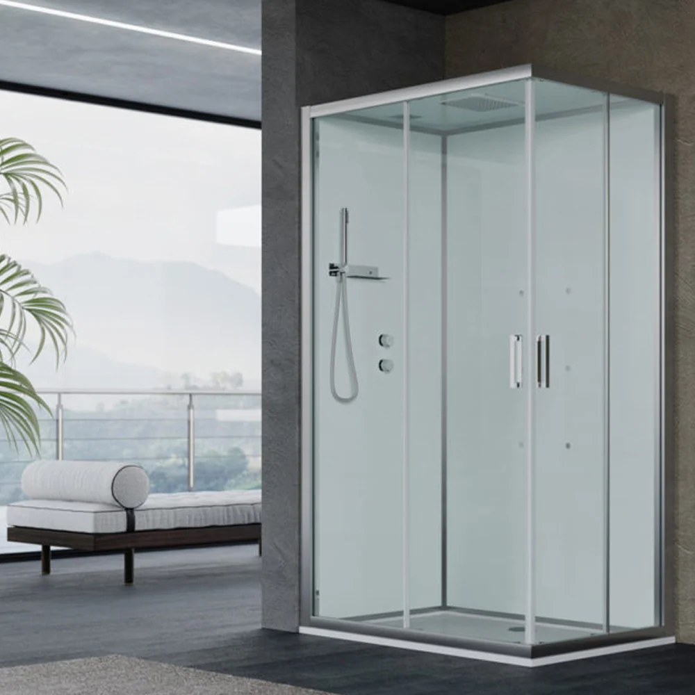 Ercole multifunction shower cabin 120x80 cm dorsal hydrojets - Left version