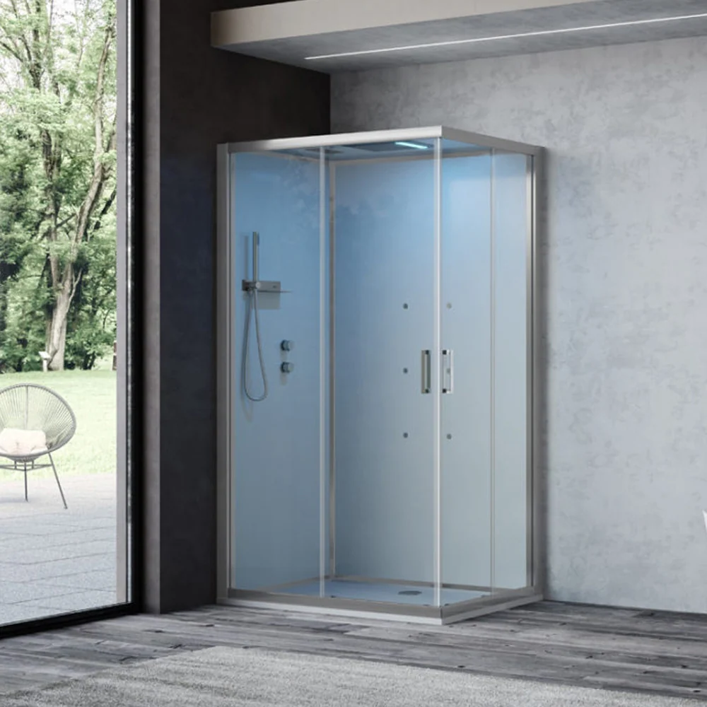 Ercole Plus multifunction shower cabin 120x70 cm dorsal hydrojets Bluetooth and Chromotherapy - Left version