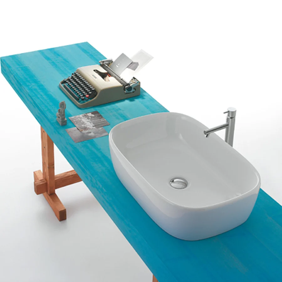 GENESIS countertop sink dimensions cm60x40x15h glad white ceramic