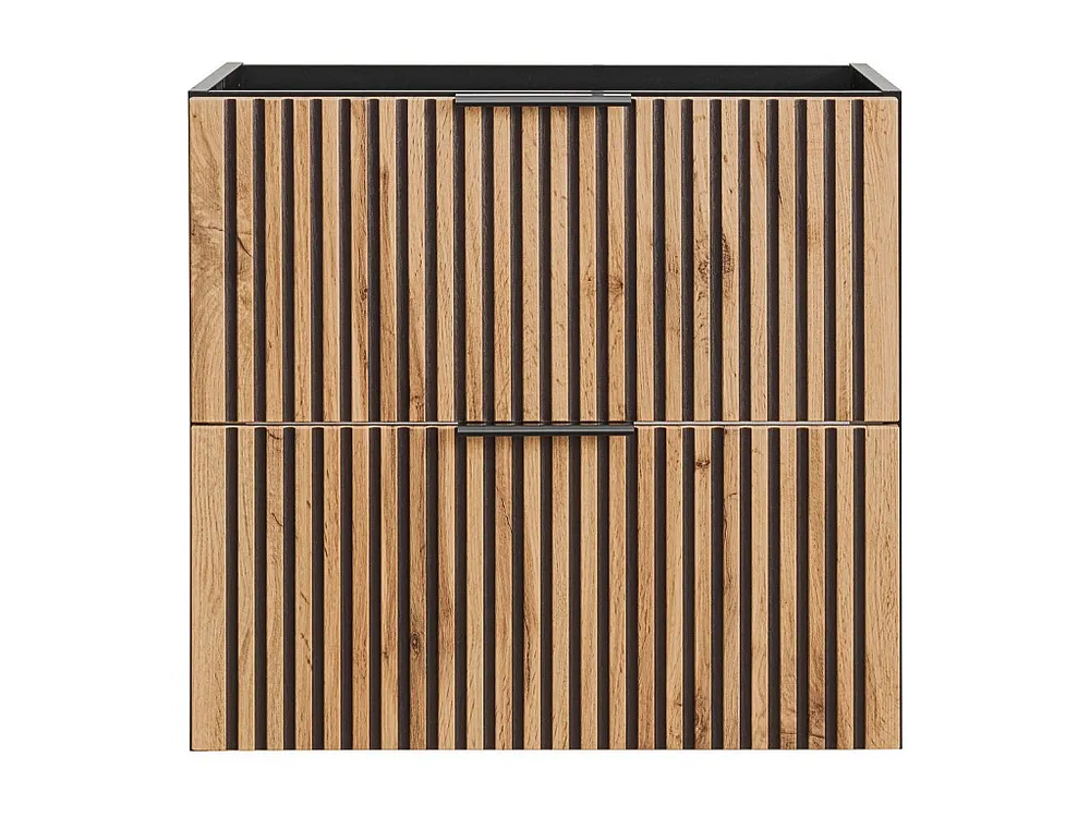 Gestreept hangend meubel onder wastafel, zacht naturel en zwart, 60 cm, MADELA