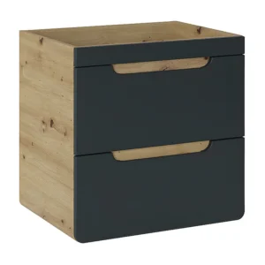 Hangend wastafelmeubel - Naturelkleur en antraciet - 60 cm - YANGRA - Koop nu online