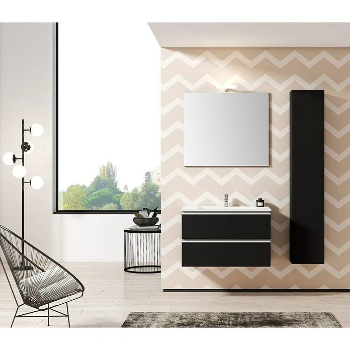 Hoge kast Oriali - 30 x 27 x 160 cm, Zwart, Mat