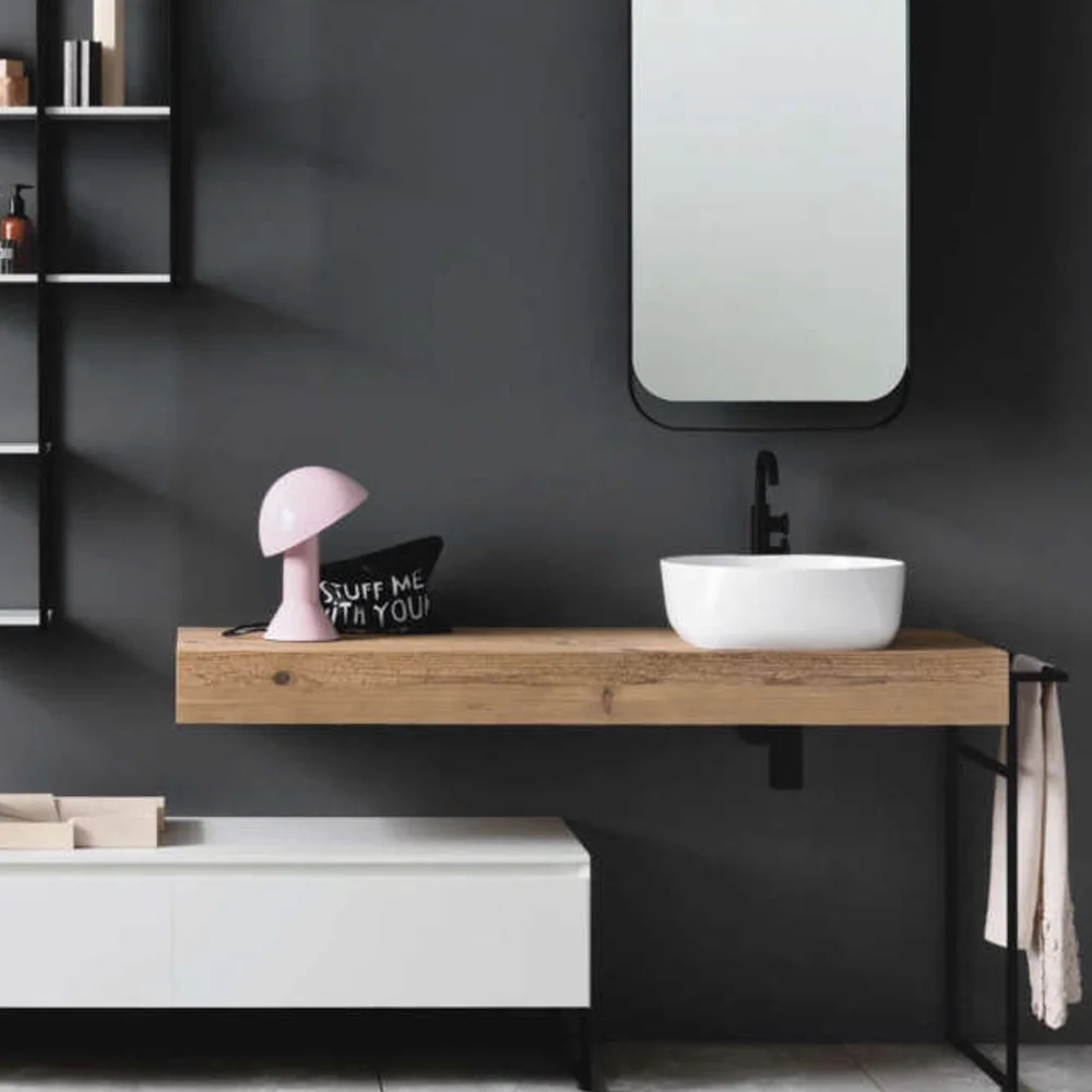 Hout shelf countertop sinks 190 cm Antique Raw Oak Finish