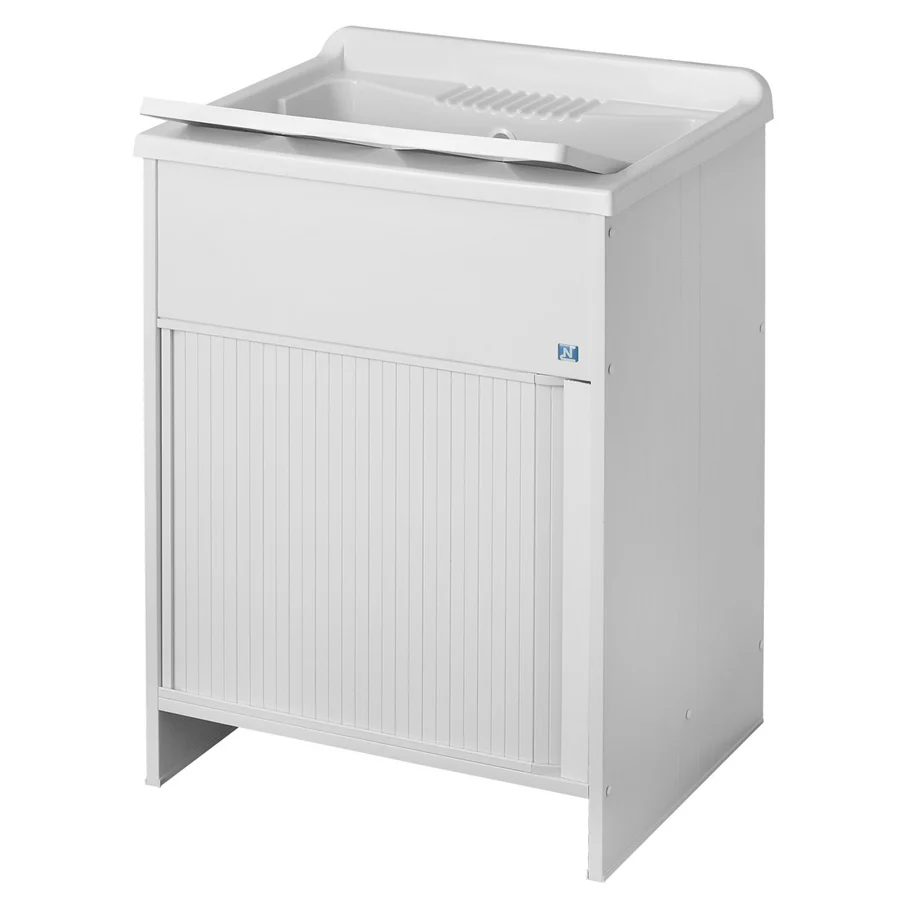 Outdoor laundry sink poly cabinet and roller shutter opening. Basin special M.R.. resin. Dimensions cm 45X60X85h